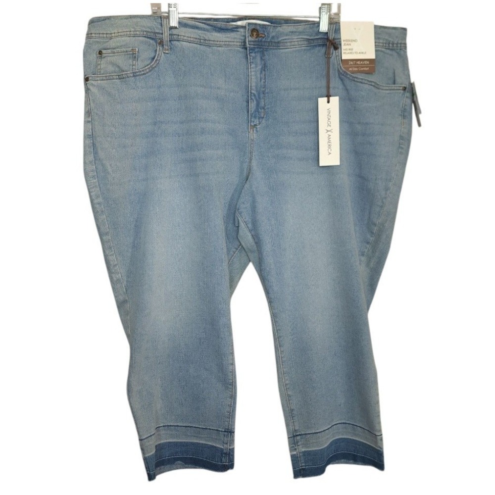Vintage America‎ Women's Crop Jeans Weekend Jean 26W Mid-Rise Relaxed To Ankle